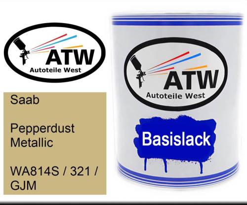 Saab, Pepperdust Metallic, WA814S / 321 / GJM: 1L Lackdose, von ATW Autoteile West.